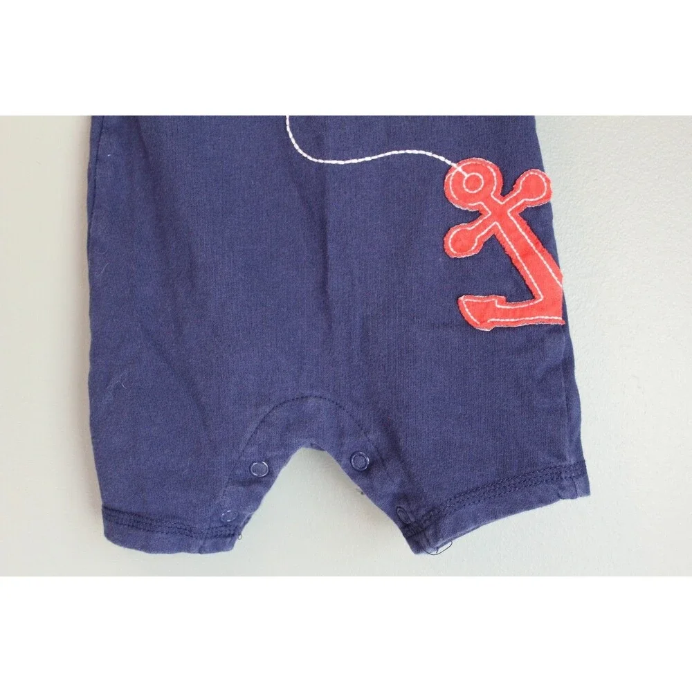 First Impressions Baby Boys' Nautical Anchor Romper Size 3-6M Red White Blue